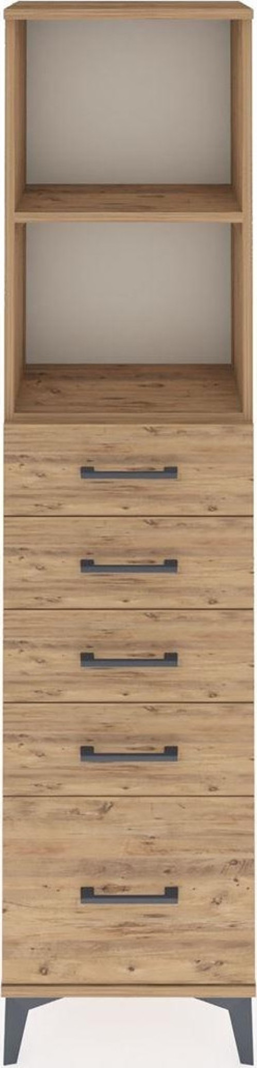 Arges Dolap 2 Raflı 5 Çekmeceli 44 x 30 x 182 cm Çam - Çam