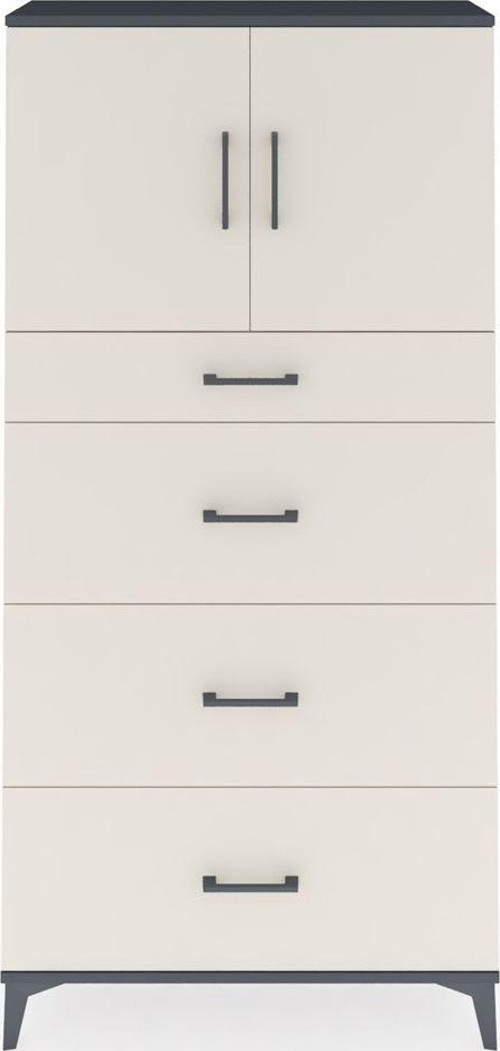 Arges Dolap 2 Raflı 4 Çekmeceli 2 Kapaklı 88x30x182 Antrasit-Aytaşı