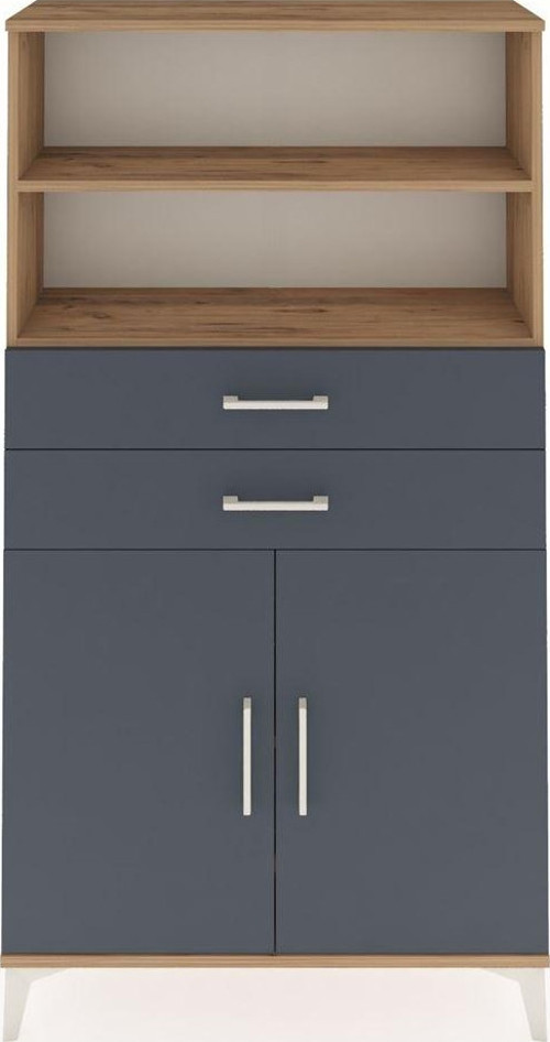 Arges Dolap 3 Raflı 2 Çekmeceli 2 Kapaklı 88x30x163 Çam-Antrasit