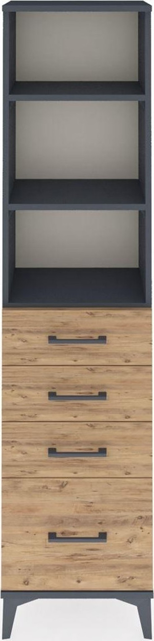 Arges Dolap 3 Raflı 4 Çekmeceli 44x30x182 Antrasit-Çam