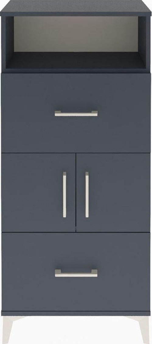 Arges Dolap 2 Raflı 2 Çekmeceli 2 Kapaklı 60x30x134 Antrasit-Antrasit