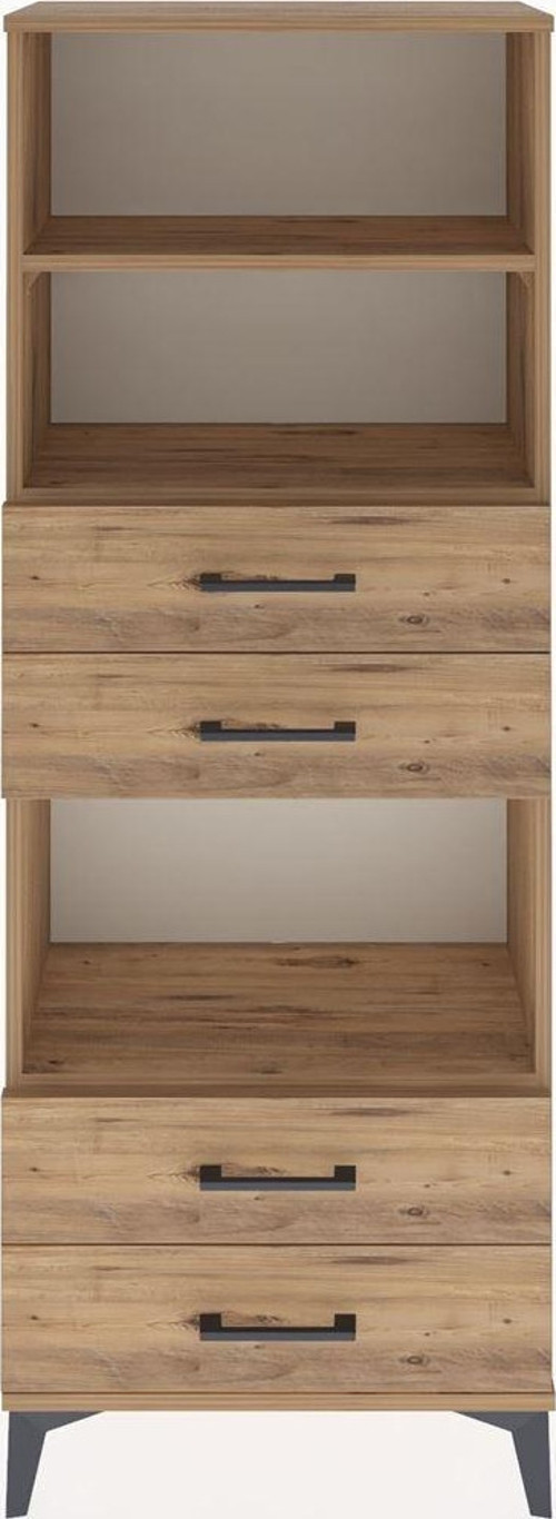 Arges Dolap 3 Raflı 4 Çekmeceli 60x30x163 Çam-Çam