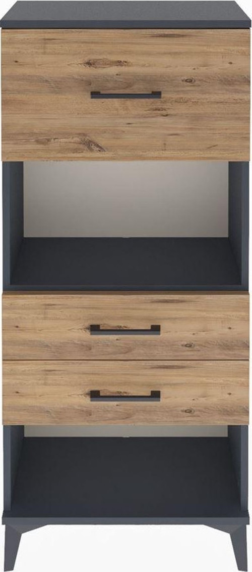 Arges Dolap Tek Raflı 3 Çekmeceli 60x30x134 Antrasit-Çam