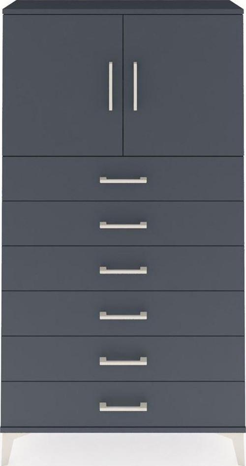 Arges Dolap 2 Raflı 6 Çekmeceli 2 Kapaklı 88 x 30 x 163 cm Antrasit - Antrasit