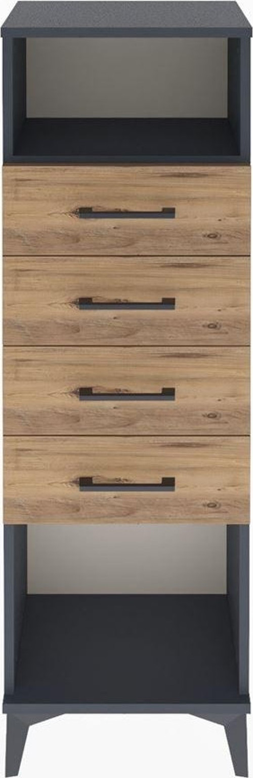 Arges Dolap Tek Raflı 4 Çekmeceli 44x30x134 Antrasit-Çam