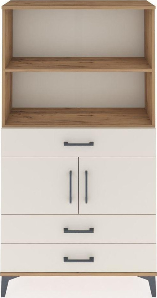 Arges Dolap 3 Raflı 3 Çekmeceli 2 Kapaklı 88x30x163 Çam-Aytaşı