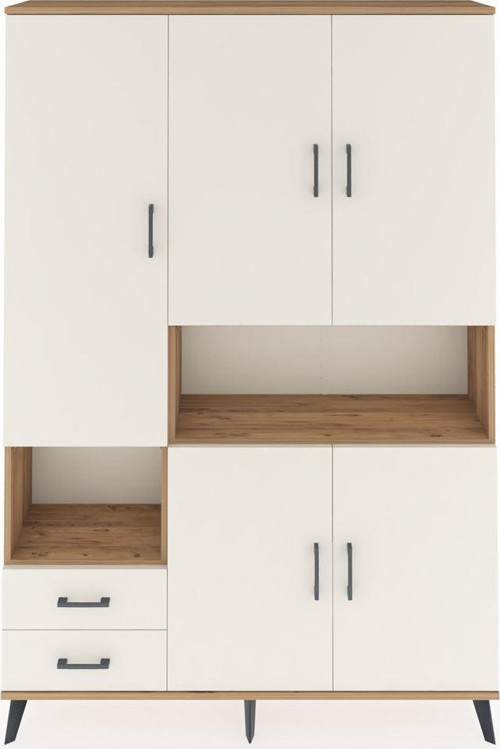Arges Gardrop 10 Raflı 2 Çekmeceli 5 Kapaklı 132x30x195 Çam-Aytaşı