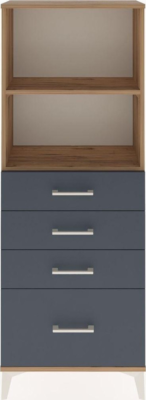 Arges Dolap 2 Raflı 4 Çekmeceli 60x30x163 Çam-Antrasit