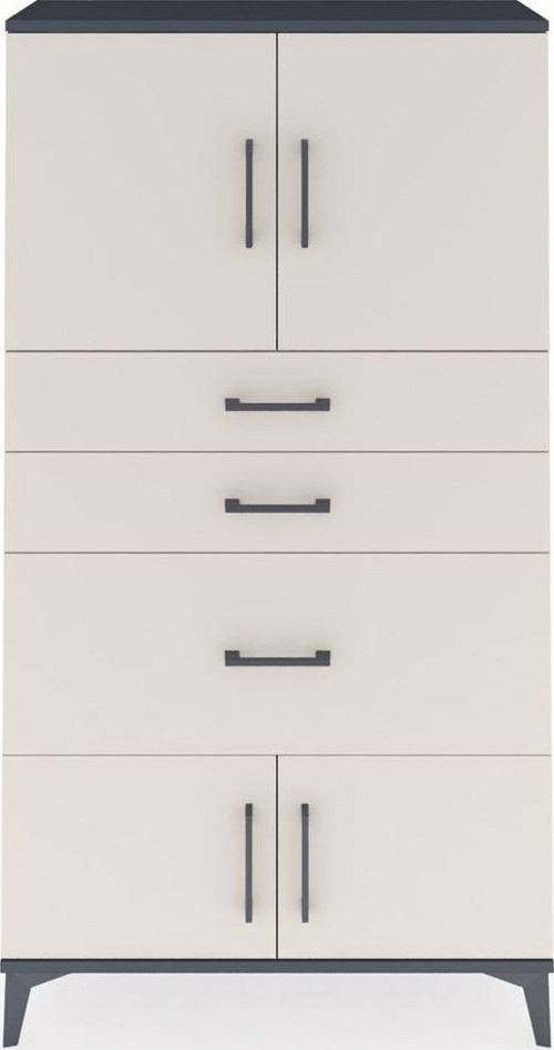 Arges Dolap 2 Raflı 3 Çekmeceli 4 Kapaklı 88x30x163 Antrasit-Aytaşı