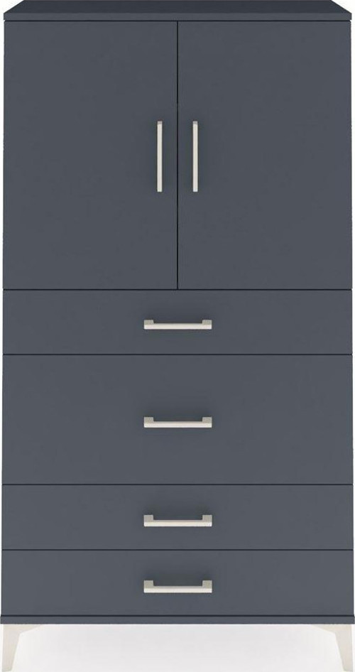 Arges Dolap 3 Raflı 4 Çekmeceli 2 Kapaklı 88x30x163 Antrasit-Antrasit