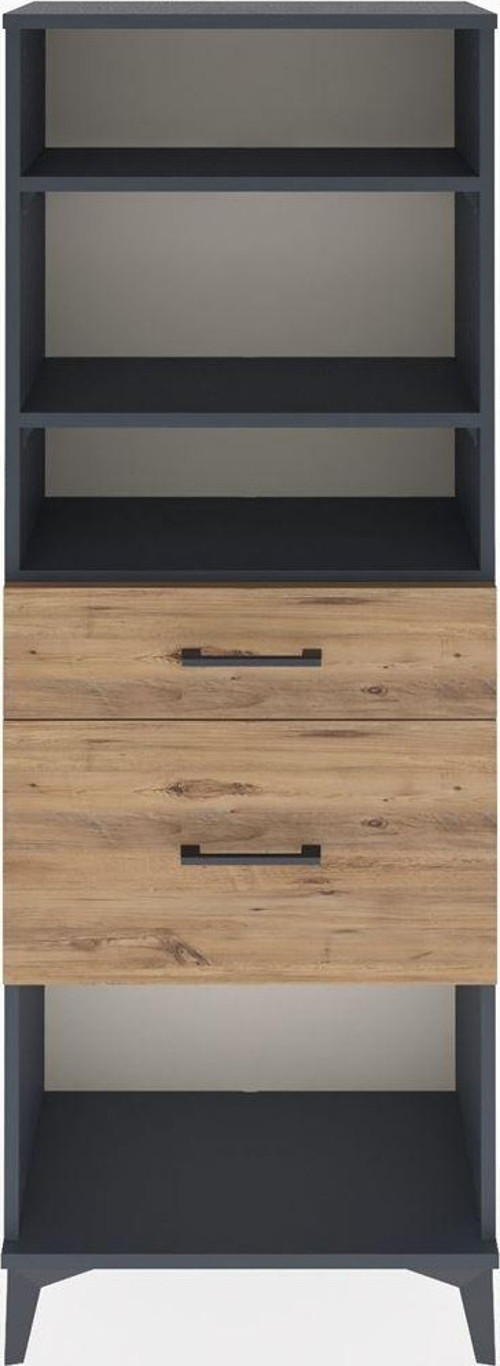 Arges Dolap 3 Raflı 2 Çekmeceli 60x30x163 Antrasit-Çam