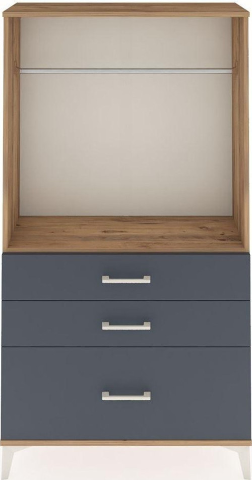 Arges Dolap Tek Raflı 3 Çekmeceli Tek Askılı 88x30x163 Çam-Antrasit