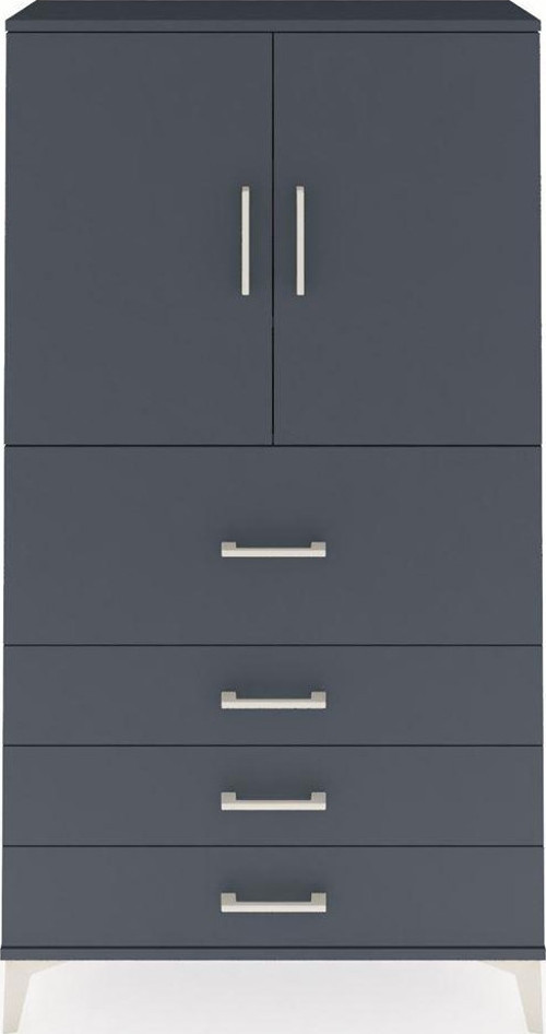 Arges Dolap 3 Raflı 4 Çekmeceli 2 Kapaklı 88x30x163 Antrasit-Antrasit