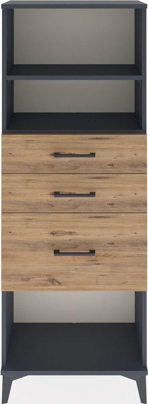 Arges Dolap 2 Raflı 3 Çekmeceli 60x30x163 Antrasit-Çam