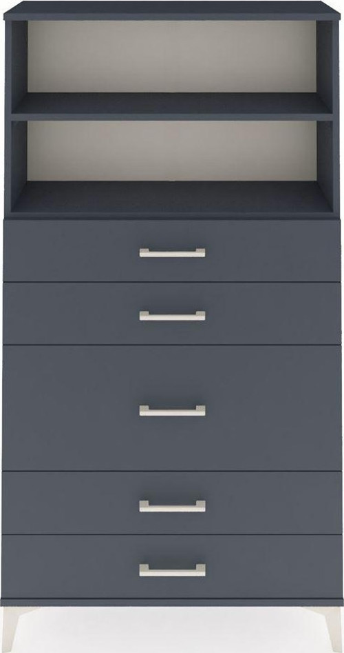 Arges Dolap 2 Raflı 5 Çekmeceli 88x30x163 Antrasit-Antrasit