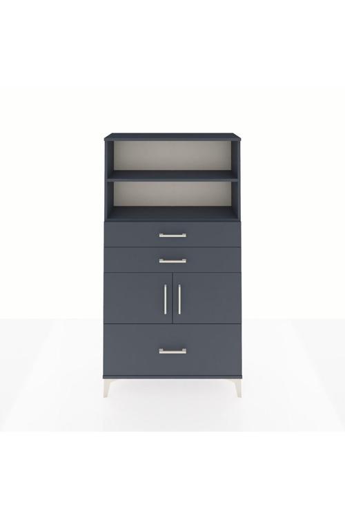 Arges Dolap 3 Raflı 3 Çekmeceli 2 Kapaklı 88x30x163 Antrasit-Antrasit