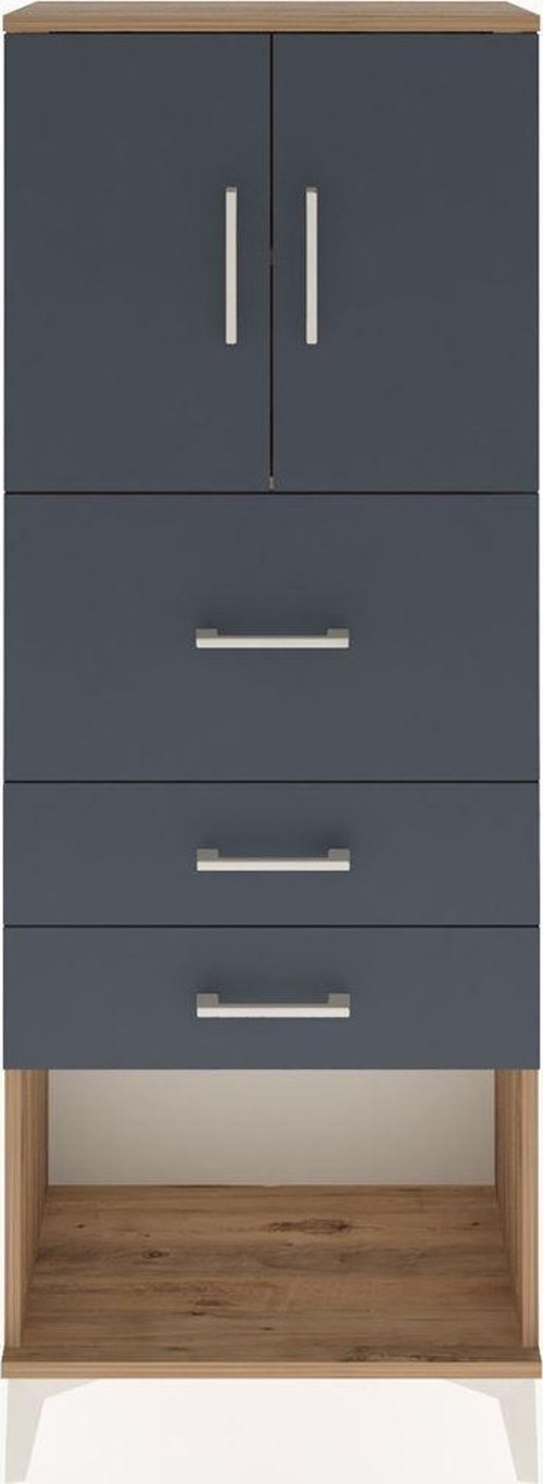 Arges Dolap 2 Raflı 3 Çekmeceli 2 Kapaklı 60x30x163 Çam-Antrasit