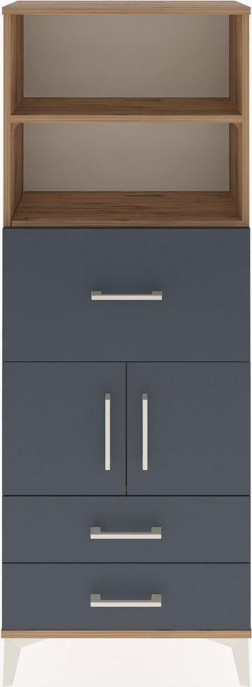 Arges Dolap 3 Raflı 3 Çekmeceli 2 Kapaklı 60x30x163 Çam-Antrasit