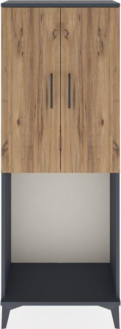 Arges Dolap Tek Raflı 2 Kapaklı Tek Askılı 60x30x163 Antrasit-Çam