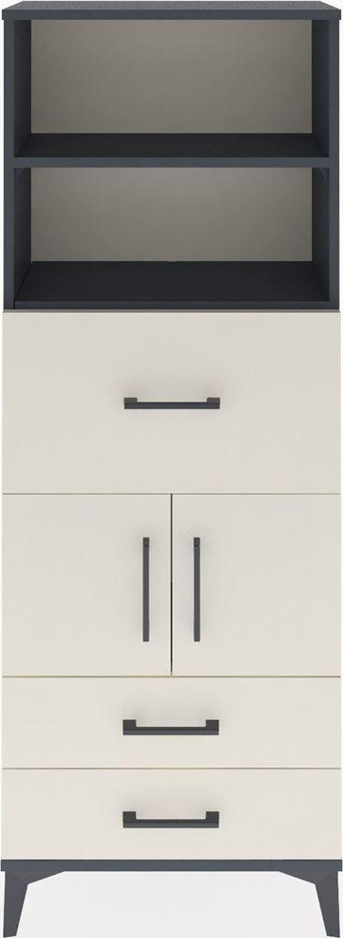 Arges Dolap 3 Raflı 3 Çekmeceli 2 Kapaklı 60x30x163 Antrasit-Aytaşı