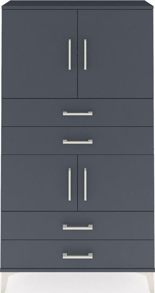 Arges Dolap 3 Raflı 4 Çekmeceli 4 Kapaklı 88 x 30 x 163 cm Antrasit - Antrasit