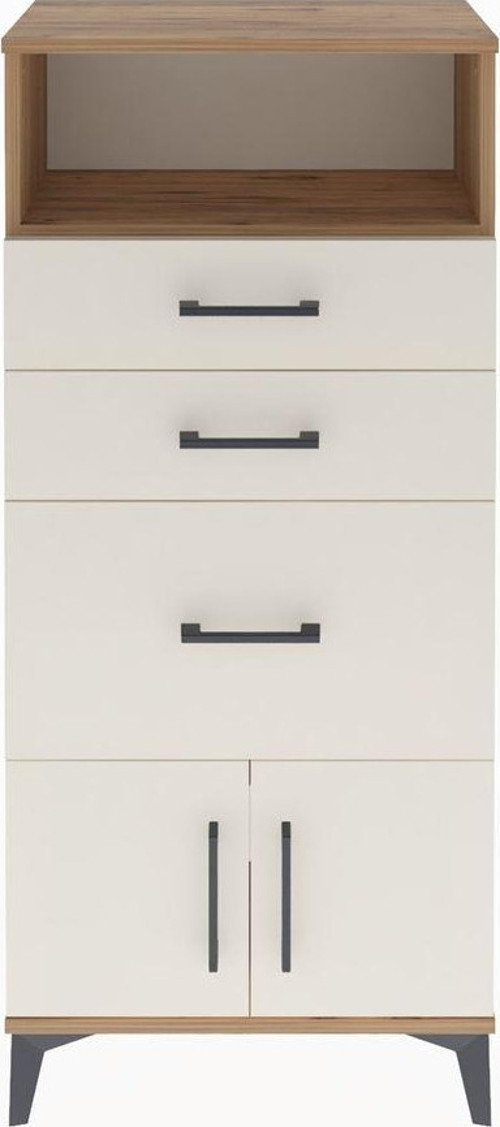 Arges Dolap Tek Raflı 3 Çekmeceli 2 Kapaklı 60x30x134 Çam-Aytaşı