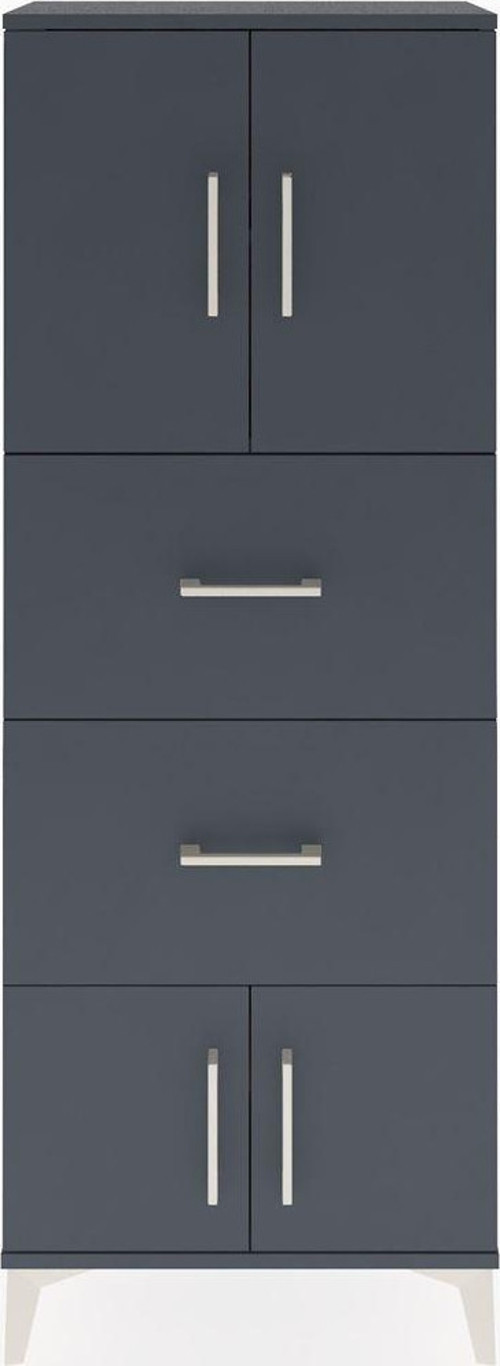 Arges Dolap 2 Raflı 2 Çekmeceli 4 Kapaklı 60 x 30 x 163 cm Antrasit - Antrasit