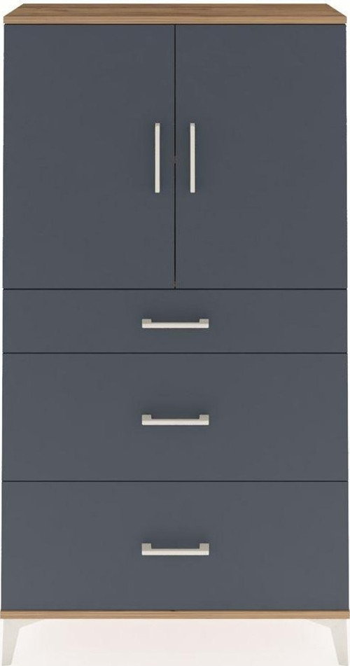 Arges Dolap 2 Raflı 3 Çekmeceli 2 Kapaklı 88x30x163 Çam-Antrasit