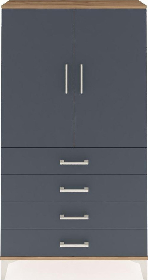 Arges Dolap 3 Raflı 4 Çekmeceli 2 Kapaklı 88x30x163 Çam-Antrasit