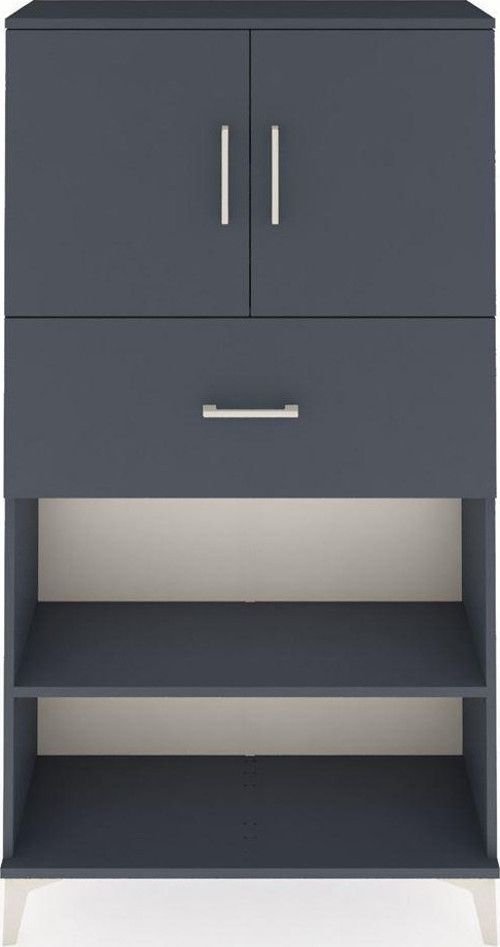 Arges Dolap 3 Raflı Tek Çekmeceli 2 Kapaklı 88x30x163 Antrasit-Antrasit