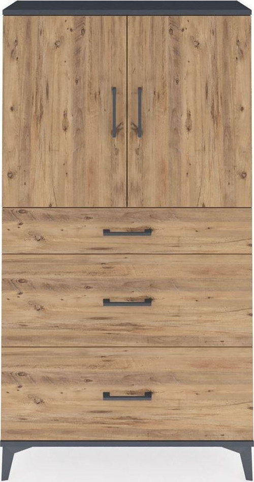 Arges Dolap 2 Raflı 3 Çekmeceli 2 Kapaklı 88x30x163 Antrasit-Çam
