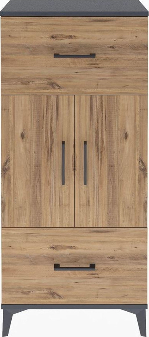 Arges Dolap 2 Raflı 2 Çekmeceli 2 Kapaklı 60x30x134 Antrasit-Çam