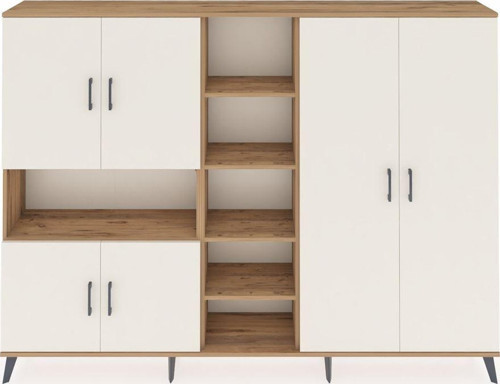 Arges Dolap 13 Raflı 6 Kapaklı 220x30x163 Çam-Aytaşı/Çam