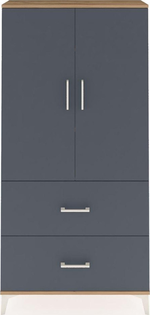 Arges Dolap 3 Raflı 2 Çekmeceli 2 Kapaklı 88 x 30 x 182 cm Çam - Antrasit
