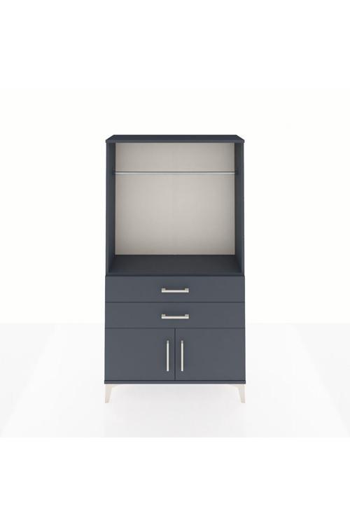 Arges Dolap Tek Raflı 2 Çekmeceli Tek Askılı 88x30x163 Antrasit-Antrasit
