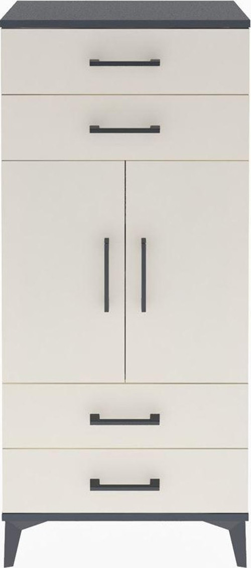Arges Dolap 2 Raflı 4 Çekmeceli 2 Kapaklı 60x30x134 Antrasit-Aytaşı
