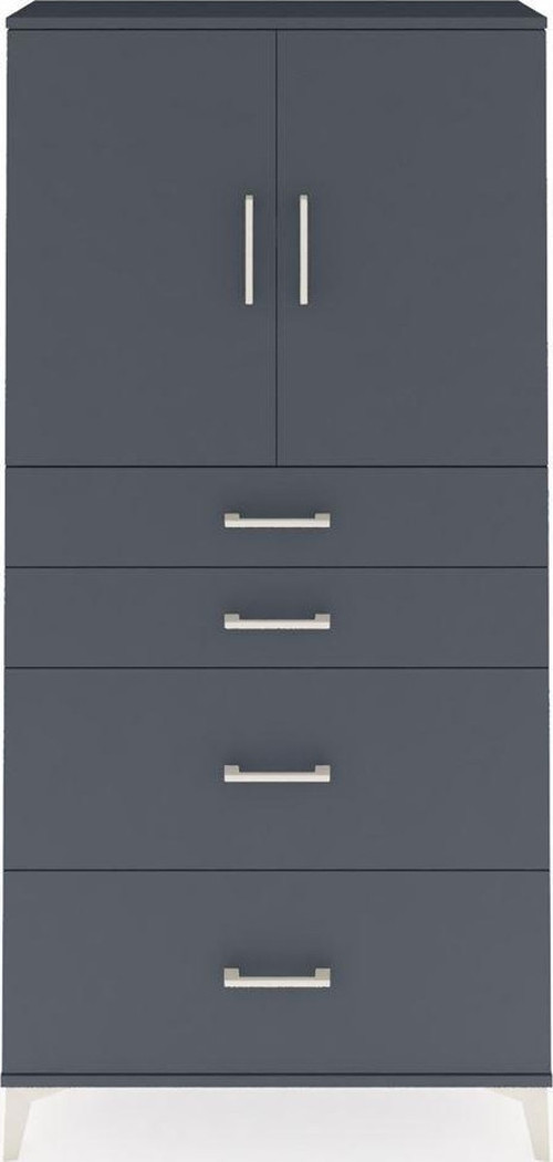 Arges Dolap 2 Raflı 4 Çekmeceli 2 Kapaklı 88x30x182 Antrasit-Antrasit