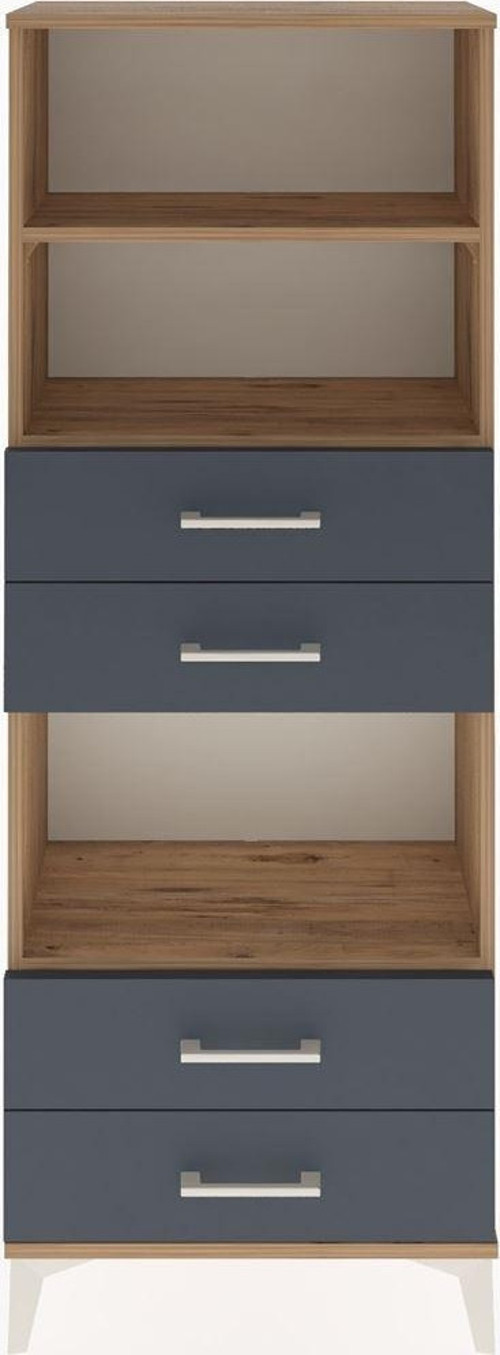 Arges Dolap 3 Raflı 4 Çekmeceli 60x30x163 Çam-Antrasit