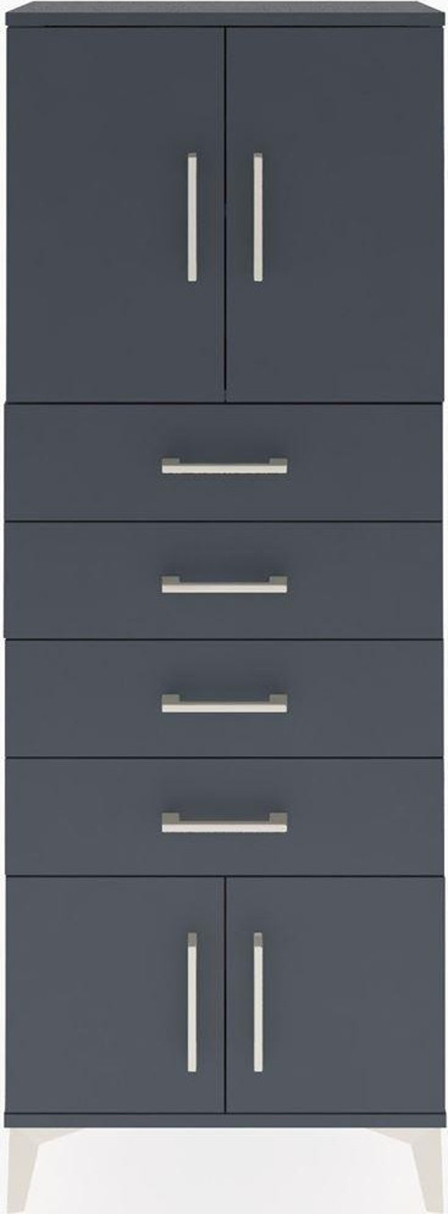 Arges Dolap 2 Raflı 4 Çekmeceli 4 Kapaklı 60 x 30 x 163 cm Antrasit - Antrasit
