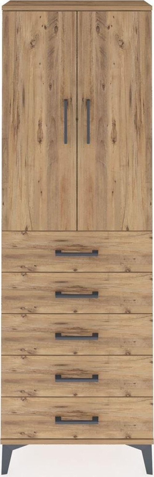 Arges Dolap 1 Raflı 5 Çekmeceli 1 Askılı 60 x 30 x 182 cm Çam - Çam