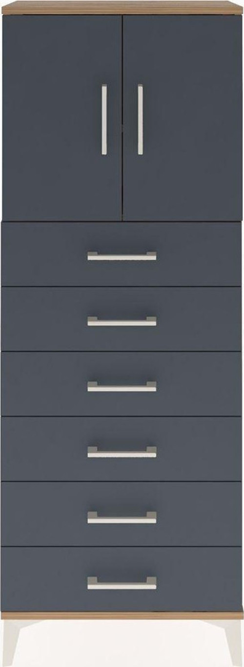 Arges Dolap 2 Raflı 6 Çekmeceli 2 Kapaklı 60 x 30 x 163 cm Çam - Antrasit