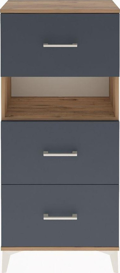 Arges Dolap Tek Raflı 3 Çekmeceli 60x30x134 Çam-Antrasit
