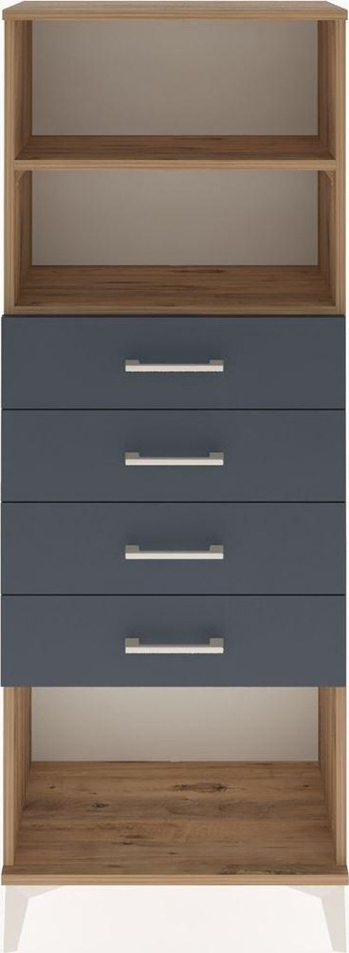 Arges Dolap 2 Raflı 4 Çekmeceli 60x30x163 Çam-Antrasit