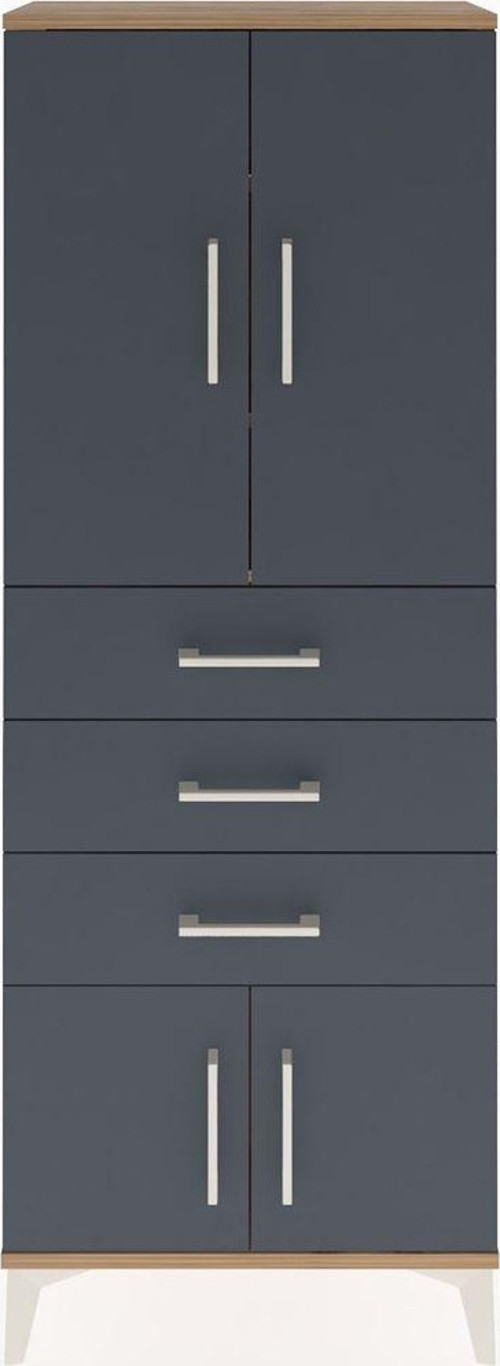 Arges Dolap 3 Raflı 3 Çekmeceli 4 Kapaklı 60x30x163 Çam-Antrasit
