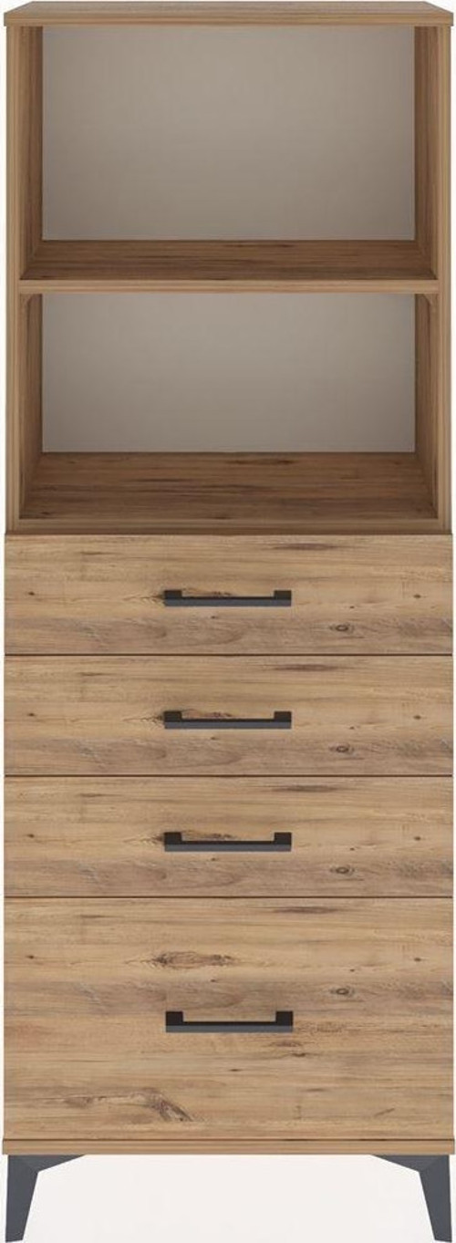 Arges Dolap 2 Raflı 4 Çekmeceli 60x30x163 Çam-Çam