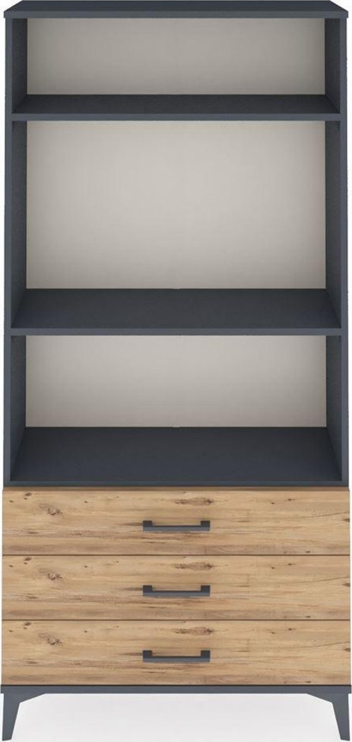 Arges Dolap 3 Raflı 3 Çekmeceli 88x30x182 Antrasit-Çam
