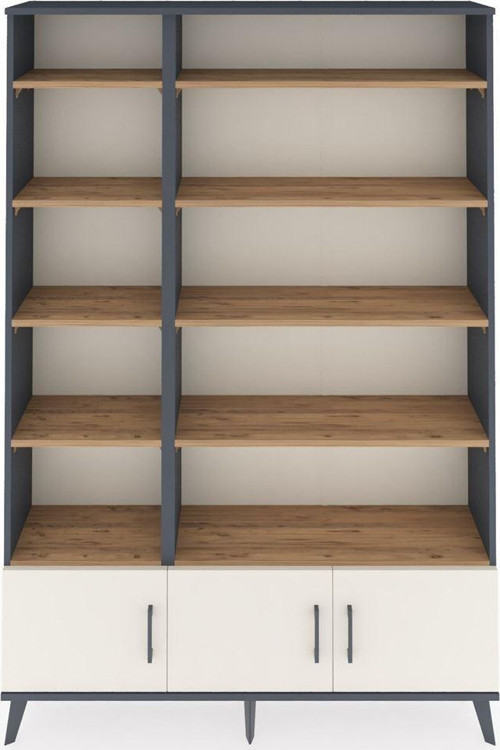 Arges Dolap 10 Raflı 3 Kapaklı 132 x 30 x 195 cm Antrasit - Aytaşı - Çam