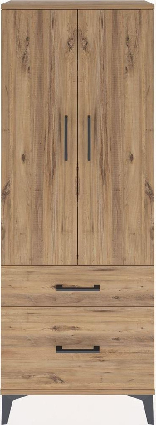 Arges Dolap 3 Raflı 2 Çekmeceli 2 Kapaklı 60 x 30 x 163 cm Çam - Çam