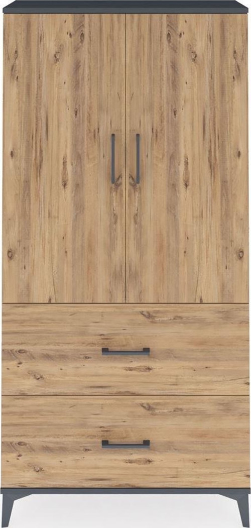 Arges Dolap 3 Raflı 2 Çekmeceli 2 Kapaklı 88 x 30 x 182 cm Antrasit - Çam