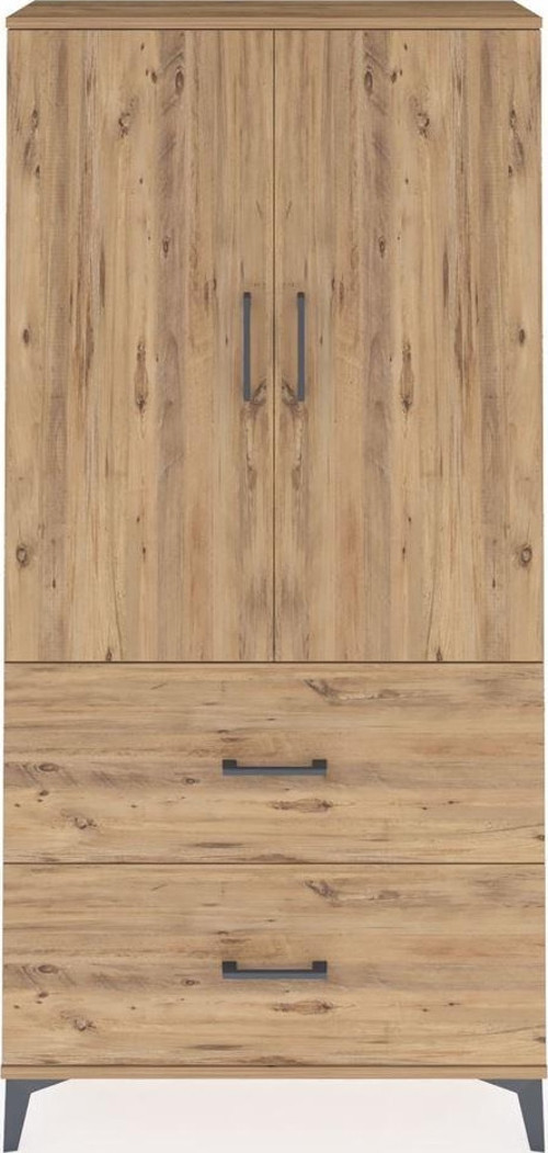 Arges Dolap 3 Raflı 2 Çekmeceli 2 Kapaklı 88 x 30 x 182 cm Çam - Çam